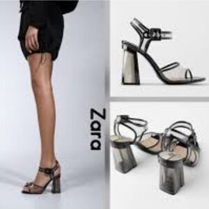 ZARA TRANSPARENT VINYL UPPER BUCKLE ANKLE SUMMER WOMEN'S SANDAL